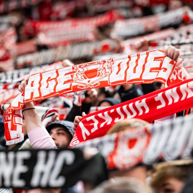 Des fans brandissent l'écharpe du club de soutien Section Ouest