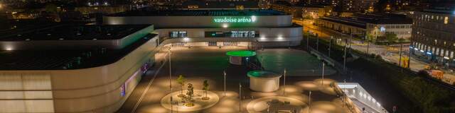 La Vaudoise aréna vu d'en haut de nuit